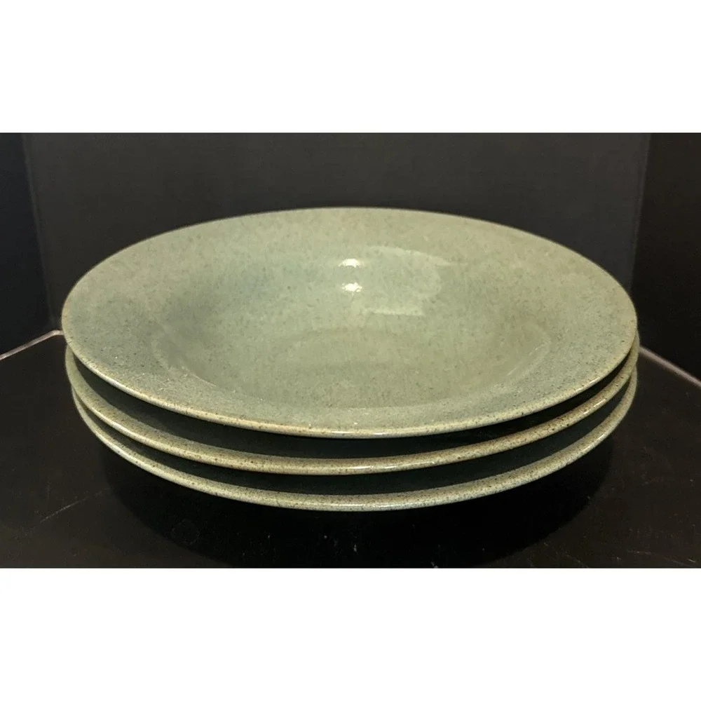 Lindt Stymeist Craftworks Green Tea Speckled Rimmed Salad Bowl Japan Set Of 3